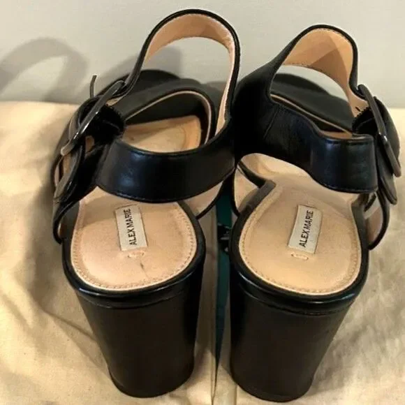 Alex Marie Black Leather Sandals - Size 7 - Picture 4 of 6